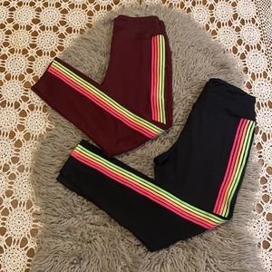 2  PINK Victoria's Secret Ultimate Bundle stripe trim leggings. M